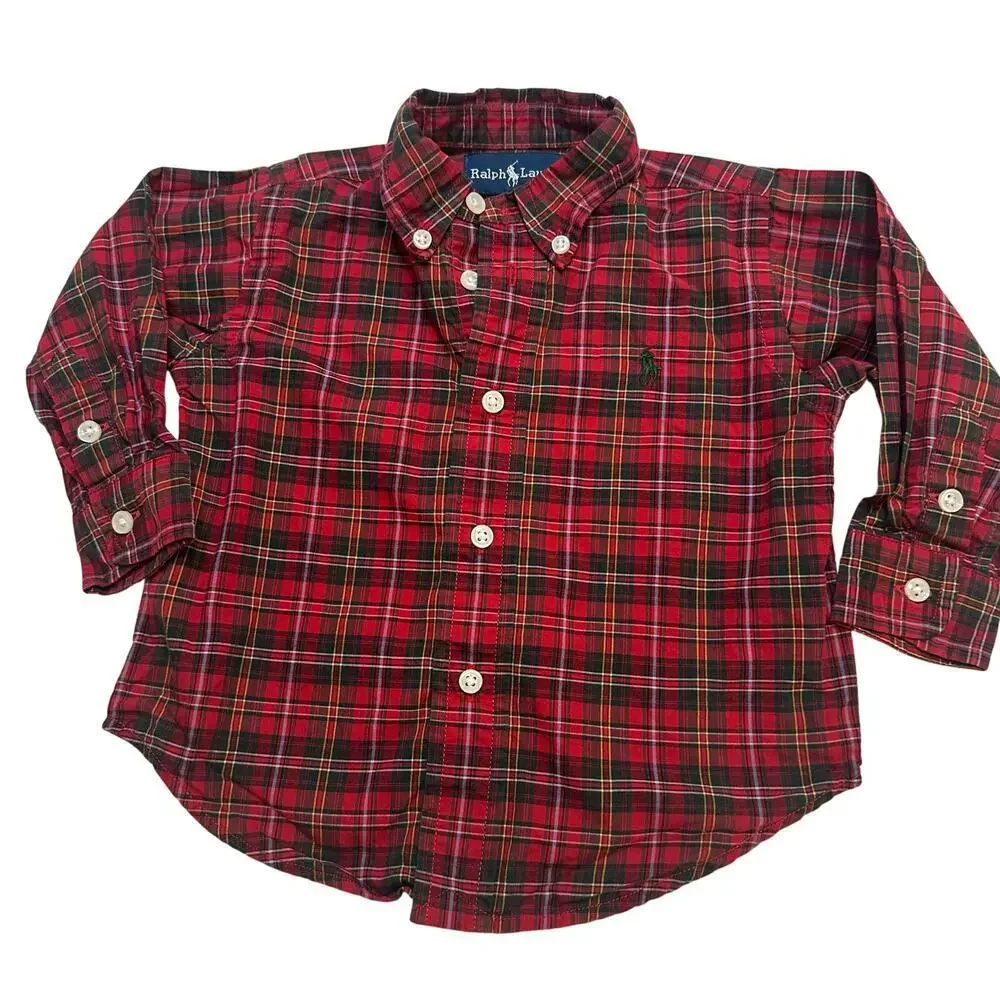 Ralph Lauren Plaid Button Down Shirt sz 12 m